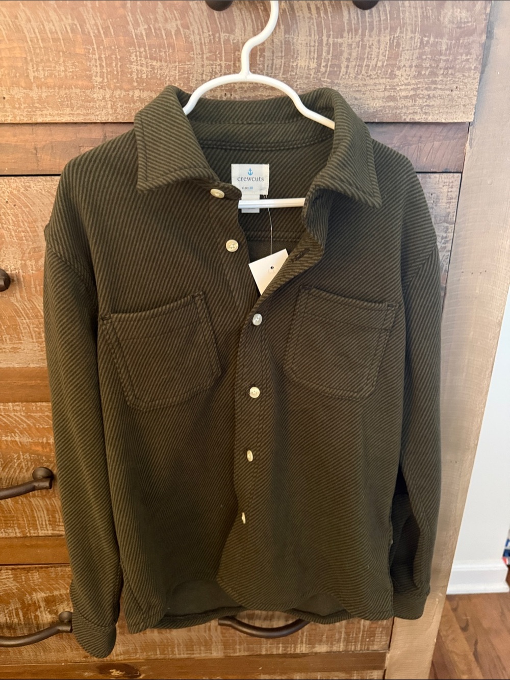 Crewcuts Olive Green Button-Front Shirt Jacket